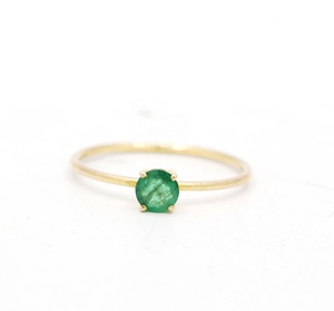 Wholesale 925 Sterling <b>Silver</b> Yellow Gold Plated Natural Round Emerald 4 Prong <b>Ring</b> Memoria Jewels - Product Image 1