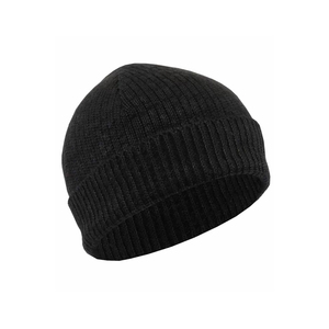 Bonnet en tricot côtelé noir, avec revers plié, pour homme, femme, unisexe, décontracté, chaud, extensible, pour l'extérieur - Product Image 1