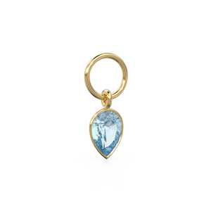 Pendentif en or massif avec aquamarine en forme de poire, minimaliste, petit, empilable, bijoux fins, pierre de naissance de mars, pierre précieuse bleue pour votre style - Product Image 3