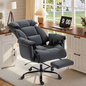 Chaise de bureau à dossier haut gris foncé, chaise de direction inclinable avec repose-pieds, mousse haute résilience, roulettes pour usage domestique - Product Image 2