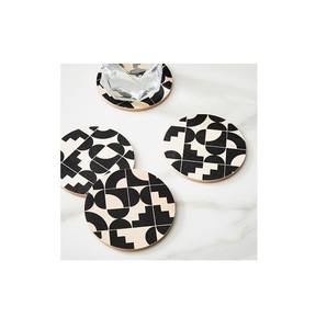 Antique Design <b>Round</b> Shape Bone Inlay Coaster Set Classic Bone Inlay Cup <b>Mat</b> for <b>Table</b> Protection & Decoration Wholesale Price - Product Image 1
