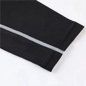 Men Activewear Top Black with White Stitching Black Compression Shirt with Long Sleeve <b>Design</b> OEM Made Custom Compression Shirts - Product Image 3
