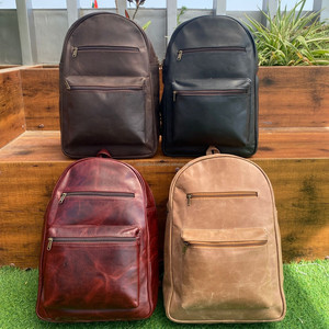 2024 New Custom Vintage Genuine Leather Camping Outdoor Travel Hiking Laptop Casual Sports Rucksack Backpack <b>Bag</b> for <b>Men</b> & Women - Product Image 4