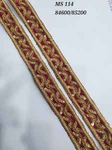 Bordures en dentelle brodées à la main, style ethnique indien, écologiques, 100 % polyester, largeur personnalisable, offres en gros - Product Image 5