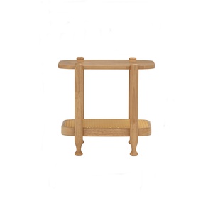 Modern Side <b>Table</b> Natural Malaysian Oak <b>Solid</b> <b>Wood</b> <b>Top</b> with Rattan Shelf End <b>Table</b> for Living Room Bedroom Home Cafe Furniture - Product Image 2