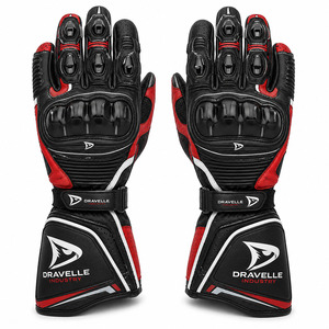 Guantes de Carreras de Cuero Genuino con Protección de Palma de Fibra de Carbono, Cierre Transpirable de Velcro, Unisex para Motociclismo - Product Image 1