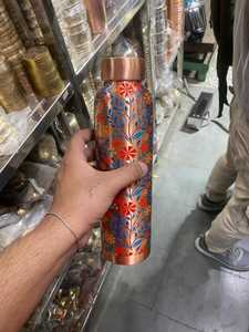 Printed Pure Copper Water <b>Bottle</b> Floral Vine Design Leak Proof Ayurvedic Drinking <b>Bottle</b> Reusable Copper <b>Flask</b> for Home Office - Product Image 4