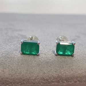 Pendientes de Esmeralda Rectangulares de Plata de Ley, Piedra Preciosa de Nacimiento de Mayo, Regalo de Boda o Cumpleaños para Mujer - Product Image 5