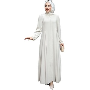 Plain White Abayas with Hijab Scarf Dress Maxi Dress Dubai Qatari Abayas Hajj Umrah Abayas Ladies Breathable Muslim Arab Dresses - Product Image 1