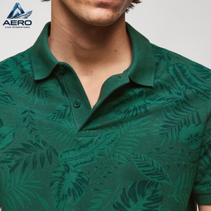 New Design Custom Printed Men Polo Shirt Summer Casual Green <b>Leaf</b> Print Short Sleeve Cotton Breathable Polo Shirts - Product Image 5