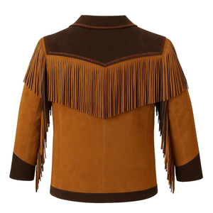 Western Unisex Cowboy Horse Riding <b>Suede</b> Leather <b>Jacket</b> Breathable Winter Tassel High Street Style Customized Color - Product Image 1