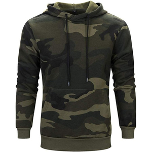 Sweat-shirt à capuche camouflage pour homme, manches longues, pull-over avec poche, vêtements décontractés pour l'extérieur, coupe régulière, coton tricoté - Product Image 1