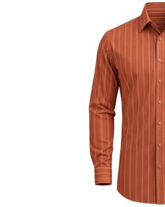 Chemise habillée sur mesure pour homme, rayures verticales orange rouille, coupe ajustée, boutonnée, manches longues, formelle et décontractée, pour le bureau, mélange de coton, OEM - Product Image 3