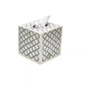 Juego de 2 cajas de pañuelos cuadradas decorativas con incrustaciones de hueso hechas a mano, ideales para encimeras de cocina, baños y tocadores. - Product Image 3