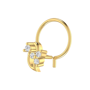 เข็มเจาะจมูกเพชรธรรมชาติดีไซน์หมุนรอบลายดอกไม้สีทอง14K 0.05CT - Product Image 4