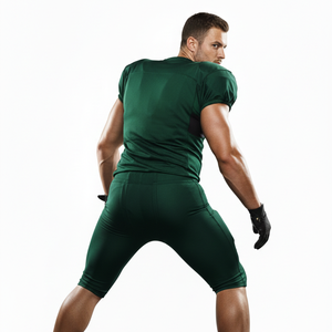 Tenue de football respirante de couleur vert foncé, ensemble d'uniformes de football américain avec protections sur les épaules et les cuisses, personnalisable - Product Image 6