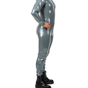 Traje de látex gris Zentai, traje ajustado de cuerpo entero, disfraz de manga larga para hombres adultos - Product Image 4