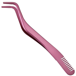 Pince à épiler professionnelle rose Kaamir Instruments pour rehaussement de cils, peigne en acier inoxydable, séparateur de sourcils à 90 degrés KI-CT-120 - Product Image 1