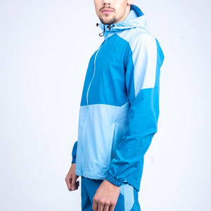 Ensemble coupe-vent personnalisé en polyester/coton avec intérieur en maille, deux pièces, pour homme, automne, imperméable, zippé, jogging, à capuche - Product Image 5