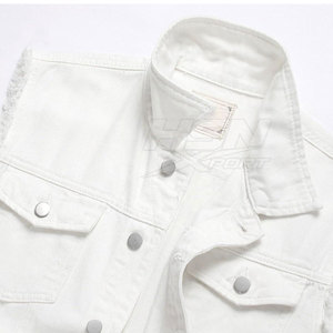 <b>White</b> <b>Men's</b> Sleeveless Denim <b>Vest</b> Distressed Cotton Waistcoat With Button Front - Product Image 3