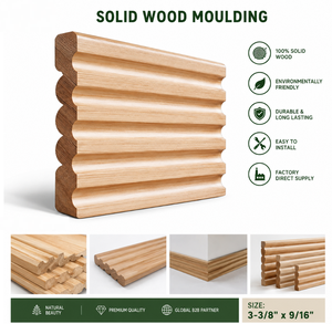 Moldura de madera maciza de 3-3/8" x 9/16" estilo tradicional para decoración de edificios, ecológica y duradera - Product Image 1