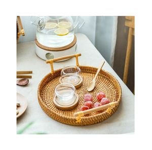 Fabulous Design Handmade Natural Rattan Tray Decorative Storage for Living Room Tea <b>Table</b> Use Wholesale Product - Product Image 2