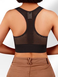 Hollow Out <b>Mesh</b> Back Racerback Athletic Sports Bra High Impact Stretch Gym <b>Crop</b> <b>Top</b> Women Fitness Training Yoga Bralette - Product Image 2