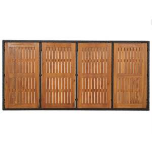 Grande table de jardin en polyrotin noir durable avec plateau en bois, tables d'extérieur - Product Image 5