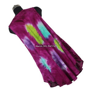 Robe parapluie maxi pour femme, style bohème, col rond, tie-dye, fabriquée en Inde, idéale pour la plage, les festivals d'été et comme cache-maillot. - Product Image 3