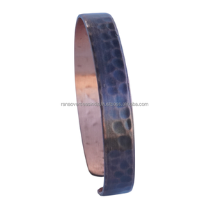 Pure Copper Eco-Friendly Recyclable Lightweight Waterproof Cuff Antique Hammerred Adjustable <b>Open</b> Bracelet 40mm+ Unisex - Product Image 2