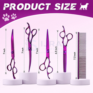 Ciseaux professionnels à effiler les cheveux en acier inoxydable, lame 440C, pointe affûtée, pour droitiers, manche long, usage salon, couleur violette - Product Image 4