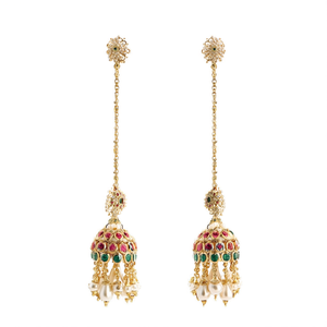 Kempu Chandbali Chandelier Drop Earrings-Ethnic Pearl Studs for Party & Gift - Product Image 1