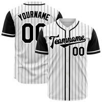 Maillot de baseball pour homme, rayé, manches courtes, polyester, fermeture à boutons, nom et numéro personnalisés, évacuation de l'humidité
