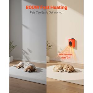 เครื่องทำความร้อนแบบพกพาสำหรับบ้านสุนัข 800 วัตต์ พร้อมระบบป้องกันความร้อนเกิน ปรับอุณหภูมิได้ และตั้งเวลาทำงานได้ 24 ชั่วโมง เพื่อความอบอุ่นของสัตว์เลี้ยง - Product Image 2