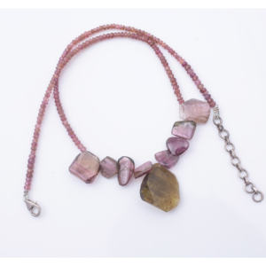 Collar con colgante de turmalina de Plata de Ley 925 hecho a mano, joyería de piedras preciosas naturales únicas, cadenas de cuentas, compromiso, boda - Product Image 1