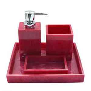 Juego de Baño de Resina Blanca Hecho a Mano por Diseñadores, Artículos Decorativos Fáciles de Limpiar para su Baño - Product Image 4