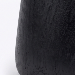 Tabouret en bois massif noir, ottoman rond minimaliste en bois, finition teck, pour l'intérieur et l'extérieur - Product Image 3