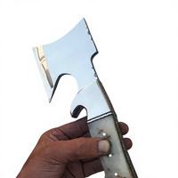 Hache de chasse Tracker à manche plein, forgée à la main, personnalisée, avec travail de finition sur le dos et acier inoxydable poli miroir
