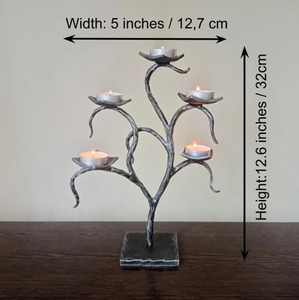 <b>Tree</b> Shape Silver Multi Candle Holder Elegant Metal Decorative <b>Stand</b> For Café And Lounge Table Styling For Premium Look - Product Image 2