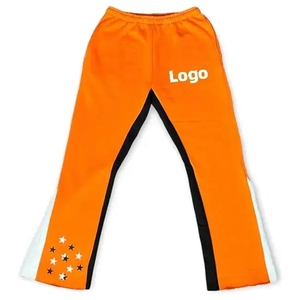 Custom Sun Faded Canvas Mid Flared Trousers OEM Service Lightweight 100% Cotton Color Block Patchwork Stonewashed Flare Pants - Product Image 3