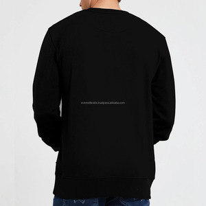 Suéteres de Cuello Redondo para Hombre de Invierno con Logotipo Personalizado, Color Sólido Negro, 100% Algodón, Diseño Liso - Product Image 3