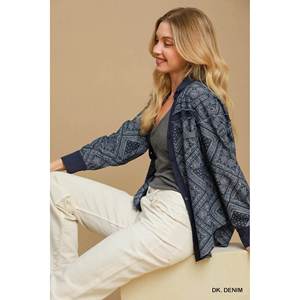 Umgee Veste chemise en jean à imprimé cachemire pour femme - Product Image 4