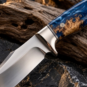 Couteau de chasse artisanal haut de gamme à lame fixe, tranchant, confortable et ergonomique, en acier inoxydable, avec manche en bois, OEM disponible - Product Image 5