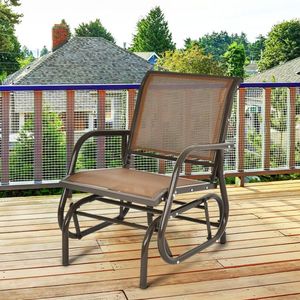 <b>Single</b> Outdoor <b>Swing</b> Glider Rocking Chair with Armrest for Patio Use - Product Image 4