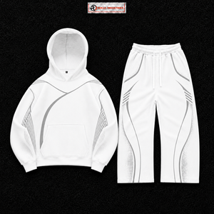 Custom <b>White</b> Tracksuit <b>Men</b> Oversized Pullover Hoodie <b>Jogger</b> Pants Set Grey Graphic Streetwear Sportswear Wholesale OEM Supplier - Product Image 5
