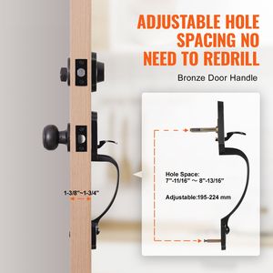 Set Serratura Anteriore Monocilindrica con Interasse Fori Regolabile, Maniglia Interna e Maniglia Esterna con Catenaccio - Categoria Prodotto: Serrature - Product Image 3
