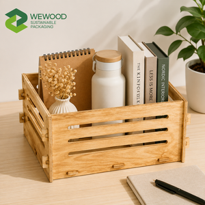 Eco-Friendly Stackable Interlocking Wooden <b>Storage</b> Crate Organizer <b>Box</b> for Home Office <b>Kitchen</b> and Retail Display - Product Image 4