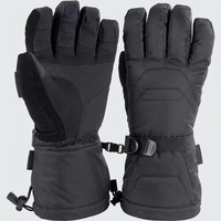 Gants de ski d'hiver unisexes en polyester noir à isolation thermique pour la descente en ski