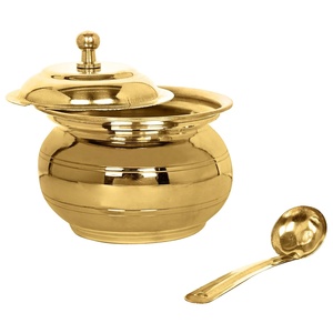 Olla de Metal dorado antiguo, recipiente multiusos para pepinillos, 400 ML con cuchara de diseño en relieve, uso para el hogar, Hotel y restaurante - Product Image 1