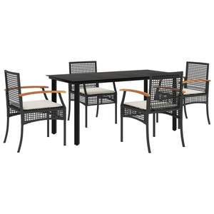 Juego de Comedor de Jardín de Cinco Piezas de Ratán Negro, Muebles de Exterior Resistentes a la Intemperie, Estilo Contemporáneo - Product Image 2